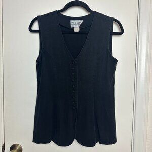 Vintage Black Button Up Vest Top